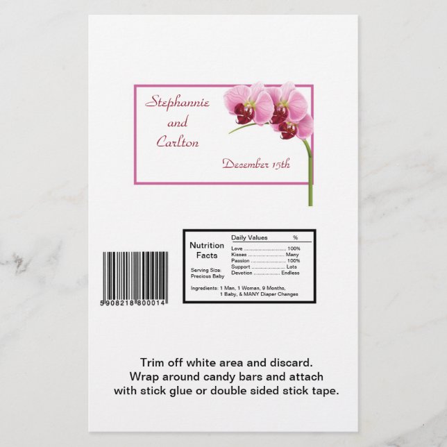 Papier Orchidée violette Mariage grand bonbon (Devant)