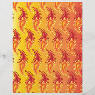 Papier Oriental Orange Twin flamme Persian Paisley Motif