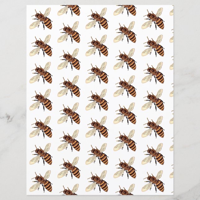 Papier origami motif abeilles (Devant)