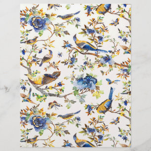 Papier origami vintage oiseaux bleu et or