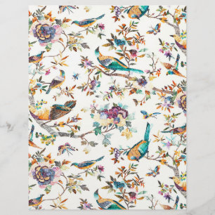 Papier origami vintage oiseaux sarcelle et violet