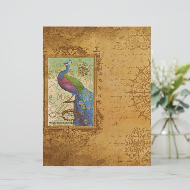 Papier ornement vintage de paon (Debout devant)