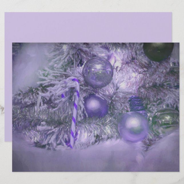 Papier Ornements Noël Purple Elégant Arbre de Vacances (Devant / Derrière)