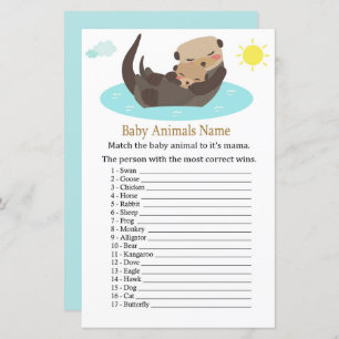 Papier Otter Baby Animaux Nom Jeu