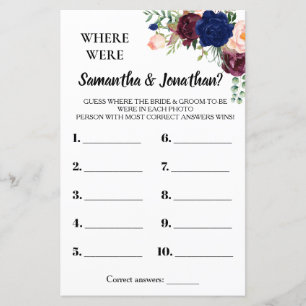 Papier Où étaient-ils nuptiale douche anglais jeu espagno