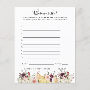 Papier Où était-elle Jeu Baby shower