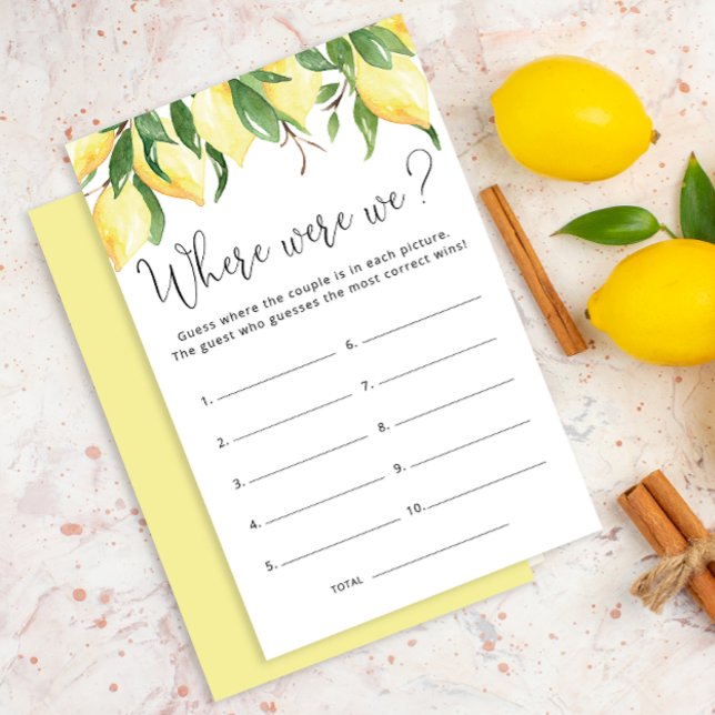 Papier Où Étions-Nous Aquarelle Citron Fête des mariées J (Créateur téléchargé)