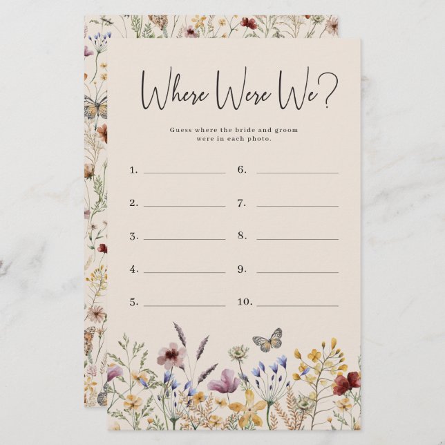 Papier Où Étions-Nous Jeu De Mariage (Devant / Derrière)