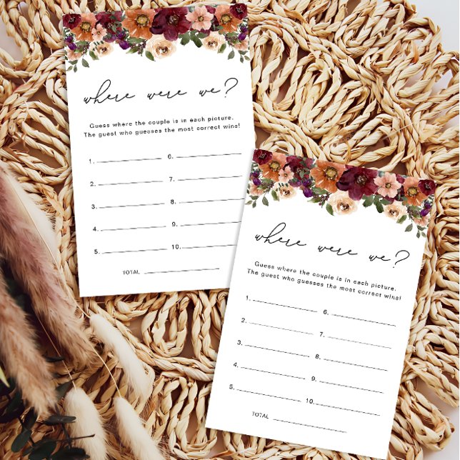 Papier Où Étions-Nous Tombés Floral Fête des mariées Jeu (Créateur téléchargé)