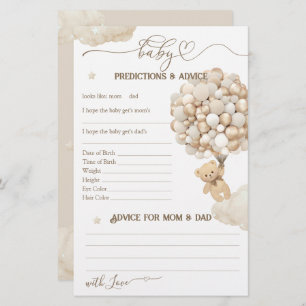 Papier Ours avec ballons Jeu de Baby shower neutre