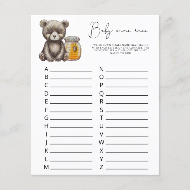 Papier Ours - Baby nom jeu de course (Devant)