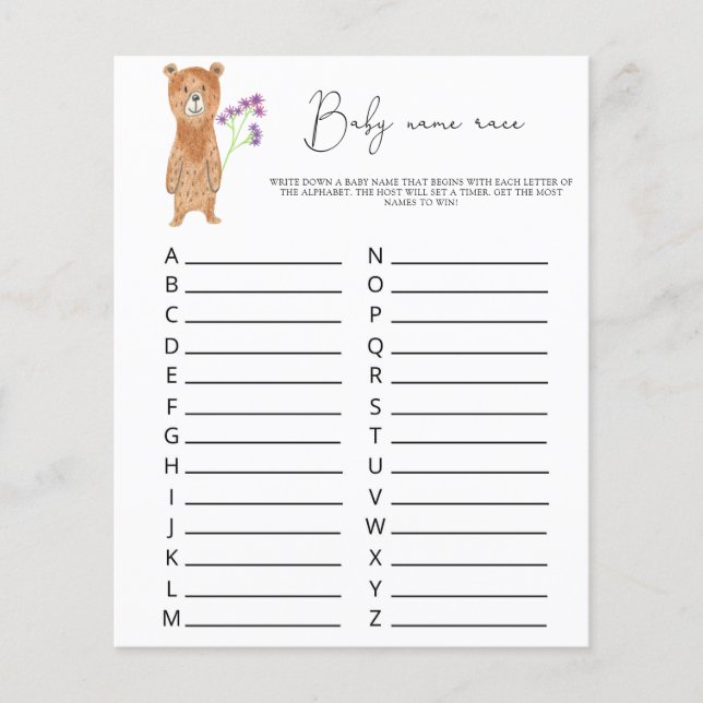 Papier Ours - Baby nom jeu de course (Devant)