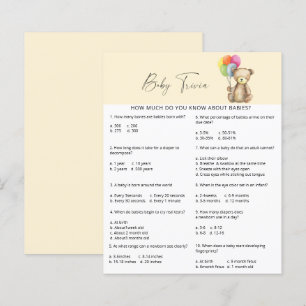 Papier Ours - Bébé Anecdotes   Jeu de Baby Shower