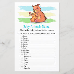 Papier Ours Bébé Animaux Nom Jeu