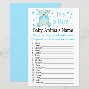 Papier Ours bleu Bébé Animaux Nom Jeu