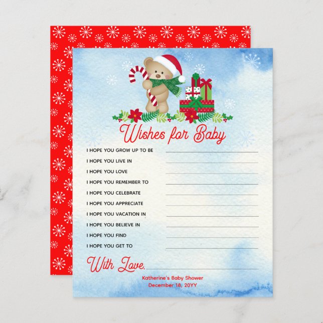 Papier Ours de Noël Douche d'attente prématurée Voeux pou (Devant / Derrière)