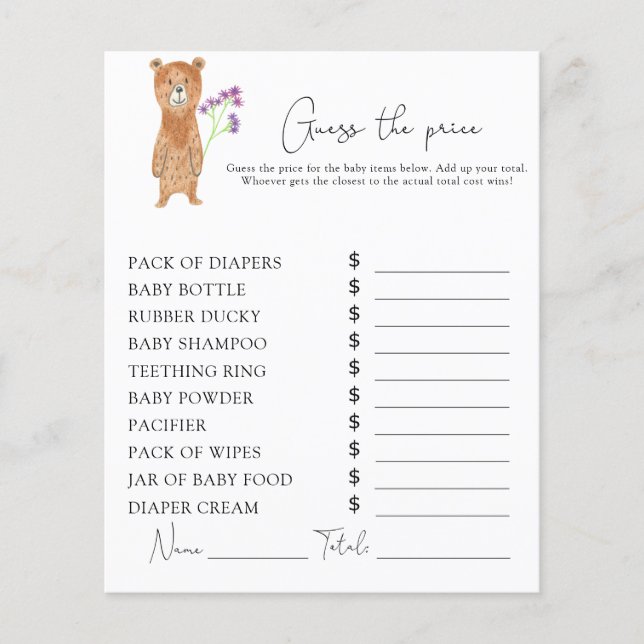 Papier Ours - Devis de prix jeu (Devant)