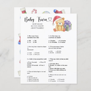 Papier Ours d'hiver - Bébé Trivia   Jeu Baby shower