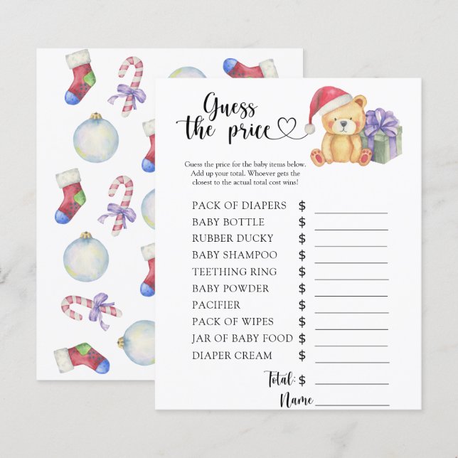 Papier Ours en peluche d'hiver - Devinez le prix ! Jeu (Devant / Derrière)