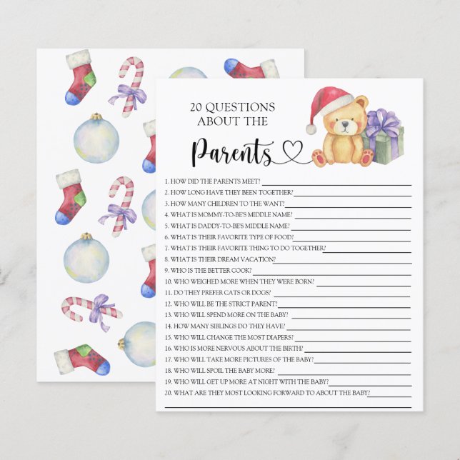 Papier Ours en peluche d'hiver - jeux sur les parents (Devant / Derrière)