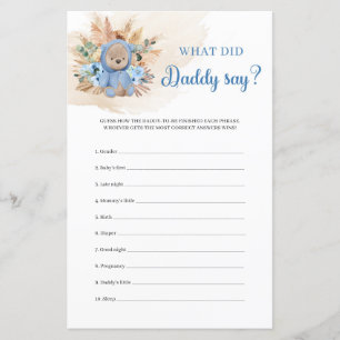 Papier ours en peluche pampas herbe floral Qu'a dit papa