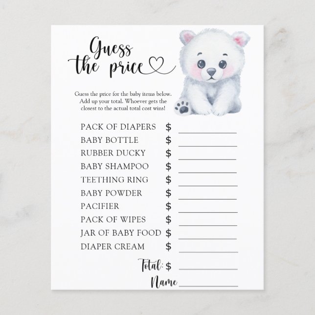 Papier Ours en peluche polaire d'hiver - Devinez le prix  (Devant)