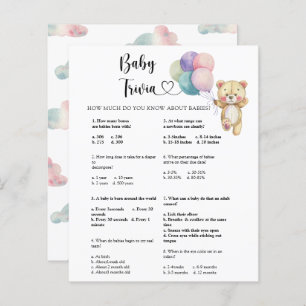 Papier Ours en peluche - Trivia bébé   Jeu Baby shower