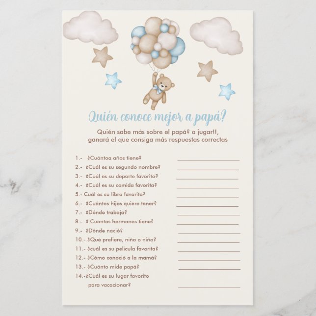 Papier Ours et ballons bleus jeu qui rencontre papa (Devant)