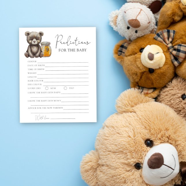 Papier Ours et miel - prédictions et souhaits pour bébé (Créateur téléchargé)