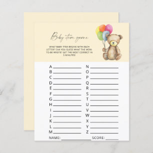 Papier Ours - Jeu d'article pour bébé. Jeu baby shower