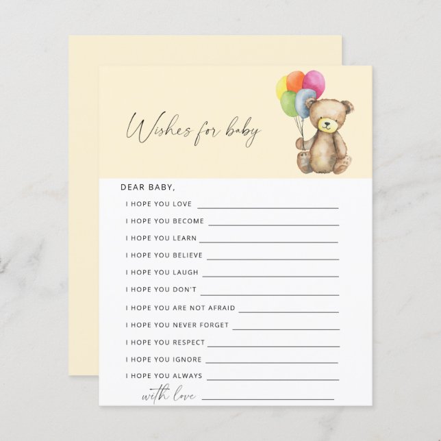 Papier Ours - Partie | voeux pour le jeu pour bébé (Devant / Derrière)