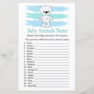 Papier Ours polaire Bébé Animaux Nom Jeu