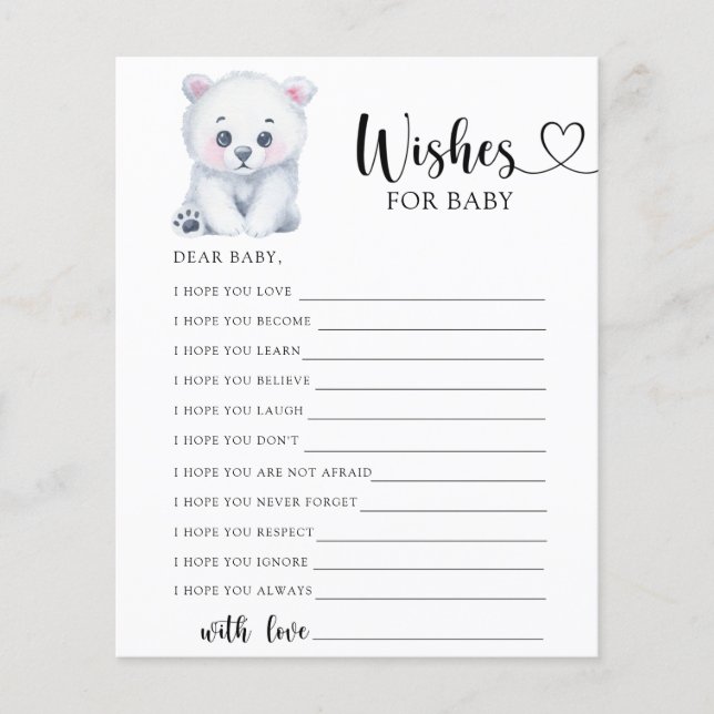 Papier Ours polaire d'hiver - Voeux pour bébé (Devant)