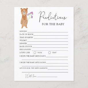Papier Ours - prédictions et souhaits pour bébé