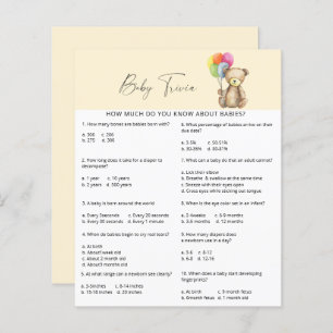 Papier Ours - Trivia bébé   Jeu Baby shower