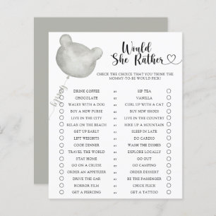 Papier Ours / Voudrait-Elle Plutôt Baby shower Jeu