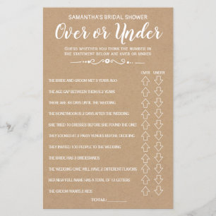 Papier Ove ou Sous-nuptiale douche espagnol anglais jeu