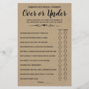 Papier Ove ou Sous-nuptiale douche espagnol anglais jeu