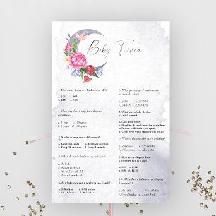 Papier Over the Moon Baby Trivia Baby shower Jeu