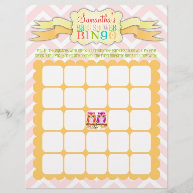 Papier Owl Twins - Baby shower Bingo & Nom Scramble (Devant)