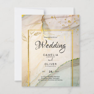Papier Oyster Pearl Gold MARIAGE Encre d'alcool Abstraite