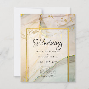 Papier Oyster Pearl Gold MARIAGE Encre d'alcool Abstraite