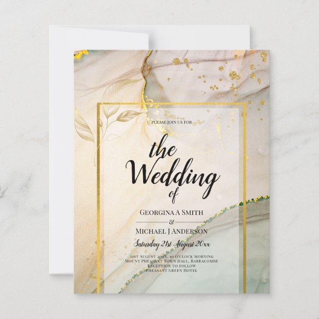 Papier Oyster Pearl Gold MARIAGE Encre d'alcool Abstraite (Devant)