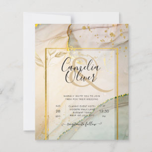 Papier Oyster Pearl Gold MARIAGE Encre d'alcool Abstraite