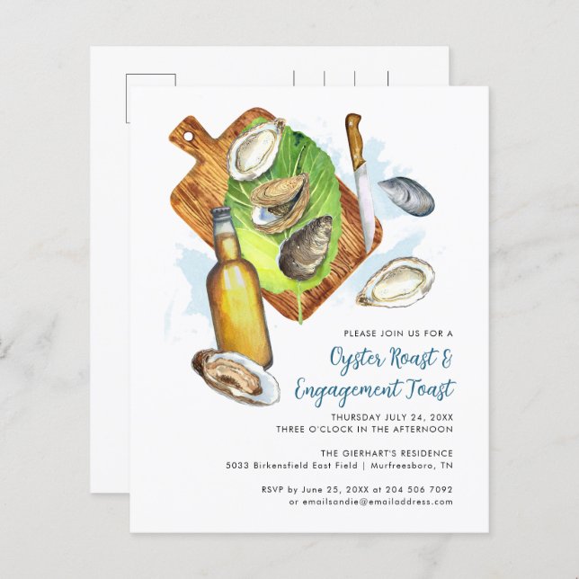 Papier Oyster Roast Fiançailles Seafood Party Invitation (Devant / Derrière)