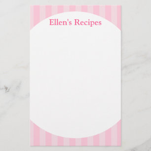 Papier Pad de note de recette Pink Stripes
