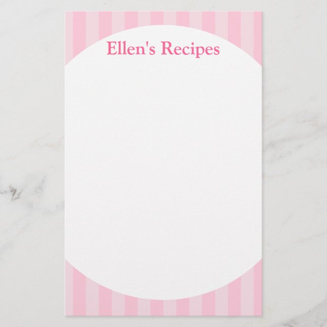 Papier Pad de note de recette Pink Stripes (Devant)
