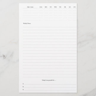 Papier Pagew du planificateur hebdomadaire