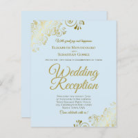 Pale Blue & Gold Mariage Réception BUDGET Invitati