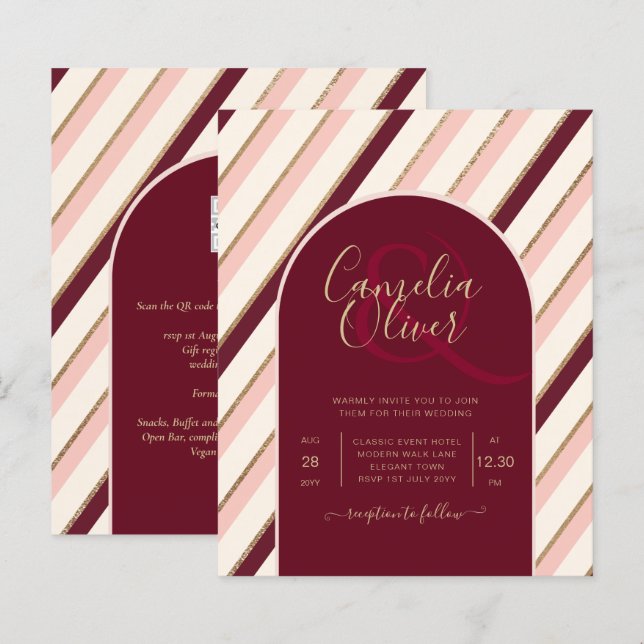 Papier Palette de couleurs Mariage or rose Bourgogne (Devant / Derrière)